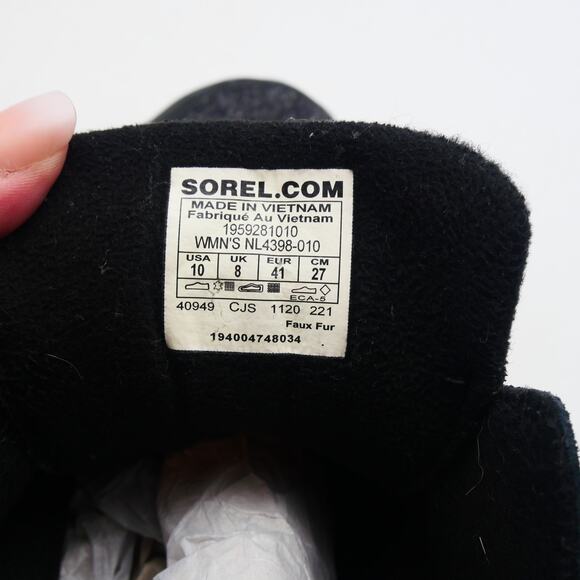 Sorel Women's 10 Kinetic Impact Caribou WP Boots Sneakers Black Sea Salt - Picture 7 of 7